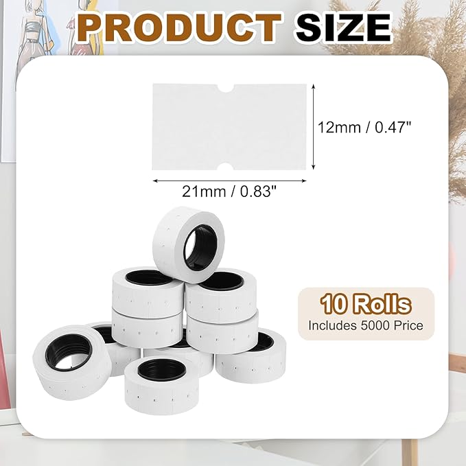 PATIKIL Pricing Labels, 10 Rolls 5000 Price Price Gun Labels Self-Adhesive Rectangular Puzzle Shape Marker Tag Stickers for Date Gun, White
