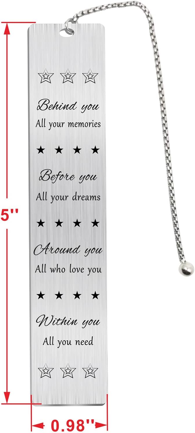 Jzxwan 90th Birthday Gift Ideas - Stainless Steel Bookmark with Inspirational Letter for Men and Women