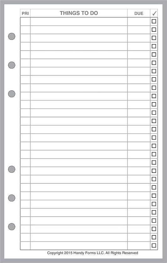 Compact Size to Do List Planner Insert,Sized and Punched for Franklin Covey Compact and Other Notebooks (4.25" x 6.75")