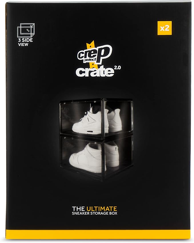 Crep Protect Crates Shoe Storage Box - Ultimate Sneaker Crates 2.0, Shoe Organizer, Stackable Shoe Crates (2 Crates Per Pack)