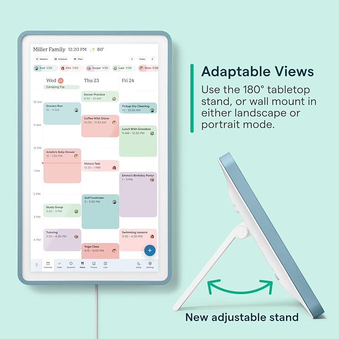 Skylight Calendar 2 - 15-inch Full HD Touchscreen Digital Calendar, Featured on Wirecutter - Wall Planner & Interactive Chore Chart, Smart Family Organizer, 16GB Storage, Wi-Fi, Wall Mount Included - Classic, Lagoon