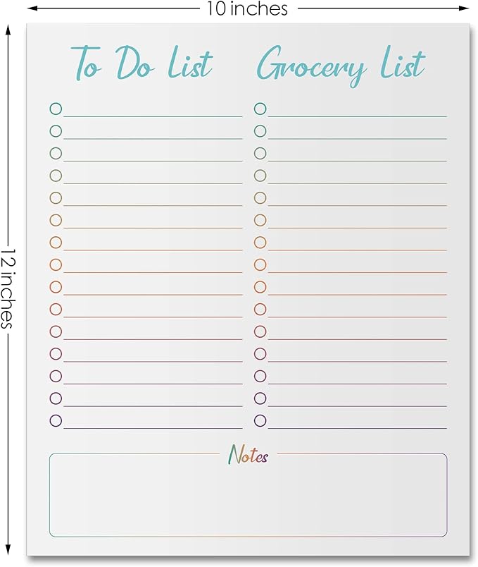Gueevin 2 Pcs Magnetic Dry Erase Grocery List for Fridge 10" x 12" Magnet White Board Sheet with 8 Whiteboard Markers 2 Eraser Reusable for Refrigerator Kitchen Locker Cabinet Door(Colored Line)