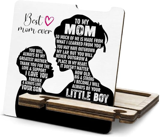 Mother's Day Appreciation Gift for Mom - Multi-functional Desk Organizer - Motivational wooden Best Mom Sign for Office Desk Shelf Decor
