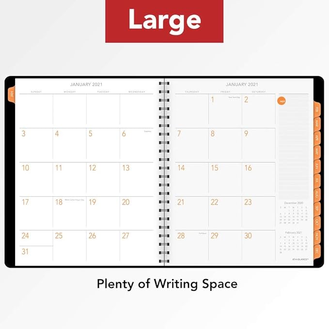2021 Weekly & Monthly Appointment Book & Planner by AT-A-GLANCE, 8-1/2" x 11", Plan. Write. Remember., Black (7059500521)
