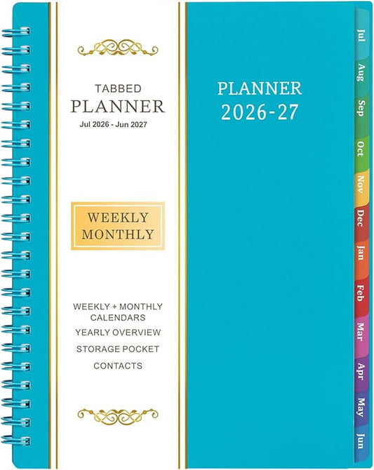 2026-2027 Planner - Planner 2026-2027, Weekly and Monthly Planner with Tabs, July 2026 - June 2027, 6.25" × 8.3", Strong Twin-Wire Binding