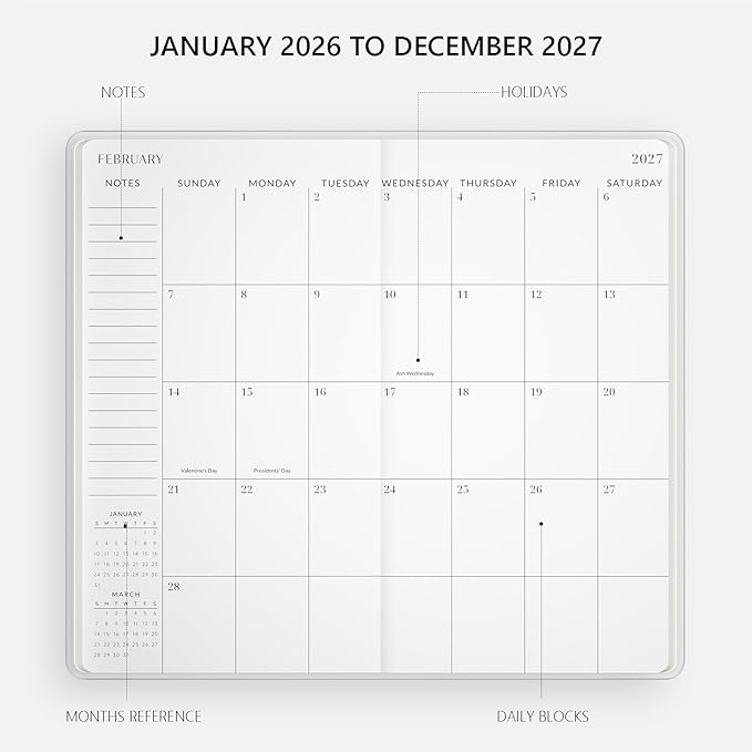 Pocket Calendar 2026-2027, Jotsome 2 Year Monthly Planner from Now to December 2027, 3.5"x6.4", Small Pocket Planner with PVC Cover for Purse, Wildwood
