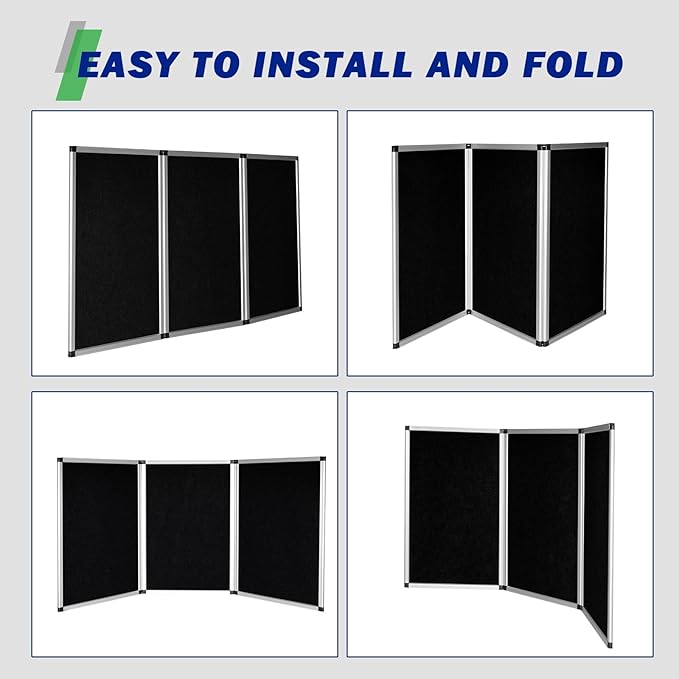 3 Panel Trade Show Presentation Board,Poster Board with Storage Bag Large Tabletop Display Board Folding Art Panel Display for School,Vendor Events,Science Fair Exhibitions (B)