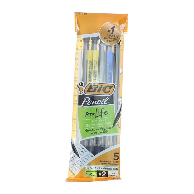 Bic MPP51-BLACK 0.7mm #2 Grade Mechanical Pencil 5 Count