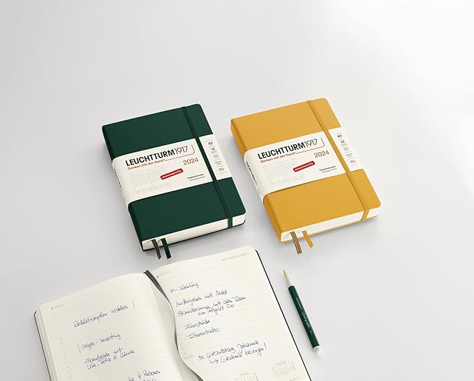 LEUCHTTURM1917 367592 Daily Calendar Pocket (A6) 2024, Black, German, 12 Months