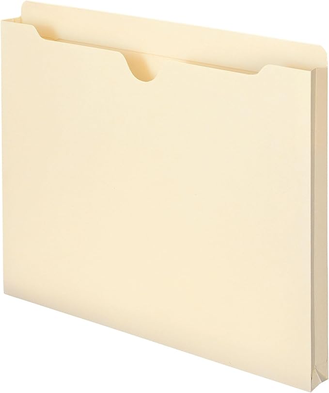 Smead File Jacket, Reinforced Straight-Cut Tab, 1" Expansion, Letter Size, Manila, 50 per Box (75520)