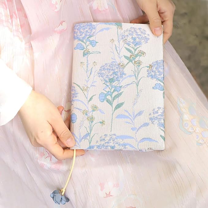 Paperback Book Cover Protector, A5 Book Covers for Hardcover, Book Sleeve for Book Lovers, Soft Cloth Book Covers with Bookmark Fit for 5.5 x 8.2 inch Notebook Textbooks Bible - Blue Dandelion Pattern