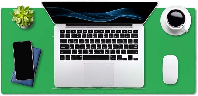 SSOIU Extended Gaming Mouse Pad (35.5x15.7 in), Large Stable Rubber Base Mousepad with Stitched Edges, Keyboard Mouse Mat Desk Pad for Work, Game, Office, Home - AkA 1908 Cool Design Green Color