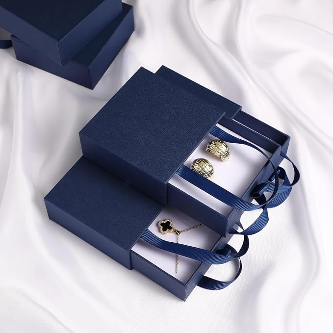 40 pcs paper boxes 9 x 9 x 3.5 cm, blue luxury gift storage, jewelry gift storage box for earrings necklaces bracelets rings