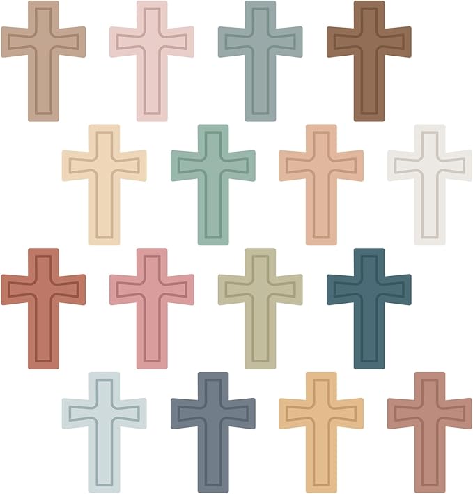 Boho Cross Cutouts with Glue Points 16 Colors Cross Shape Paper Cut-Outs Easter Christian Bible Jesus Resurrection Bulletin Board Decor for DIY Craft Art School Home Party Favor, 80Pcs
