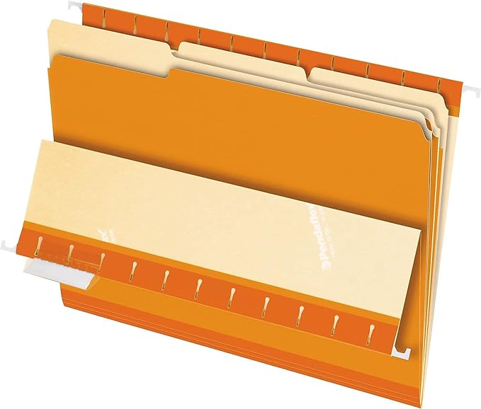 Pendaflex Interior File Folders, 1/3 Cut, Top Tab, Letter Size, Orange, 100 per Box (4210 1/3 ORA)