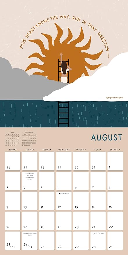 Grow with The Flow 2026 Wall Calendar, 12-Month Inspirational Art Calendar on Balance & Self Love, 12" x 12", Monthly Calendar 2026 Planner with Large Grids