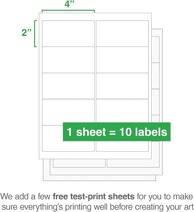 ChromaLabel 2 x 4 Inch Printable Labels, Compatible with Laser and Inkjet Printers, 250 Stickers per Pack, 25 Sheets, White