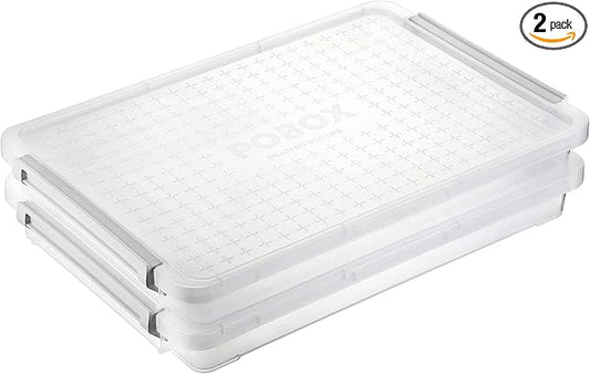 BTSKY 2 Pack A4 Plus Clear Plastic Stackable Storage Box Desk Paper Magazine Container with Buckle, Office Supplies Accessories File Protector Case Organizer, Portable Project Case Document Holders
