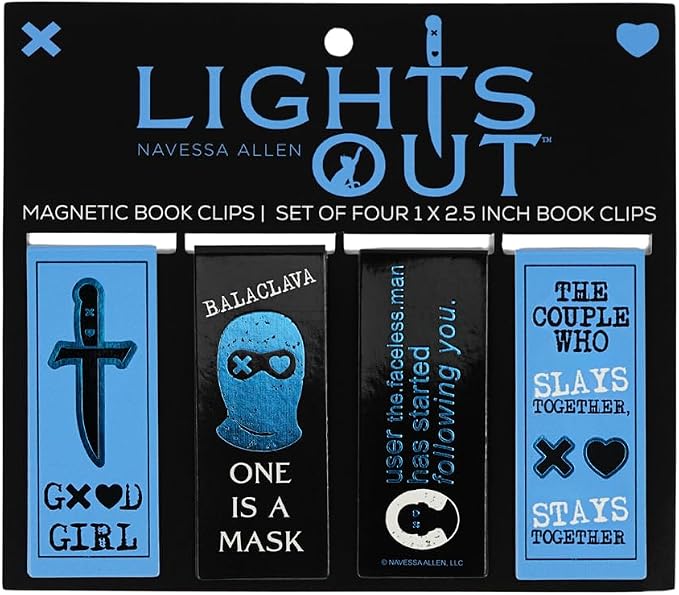 Conquest Journals Lights Out Magnetic Bookmarks, 4-Pack Book Markers, Bookish Page Clips with Magnets, Spicy Dark Romance Designs, Gifts for Readers, Officially Licensed Navessa Allen Collection