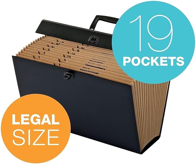 Pendaflex Globe-Weis 19-Pocket File Express Case (11170) (Colors May Vary),Assorted Colors, Legal