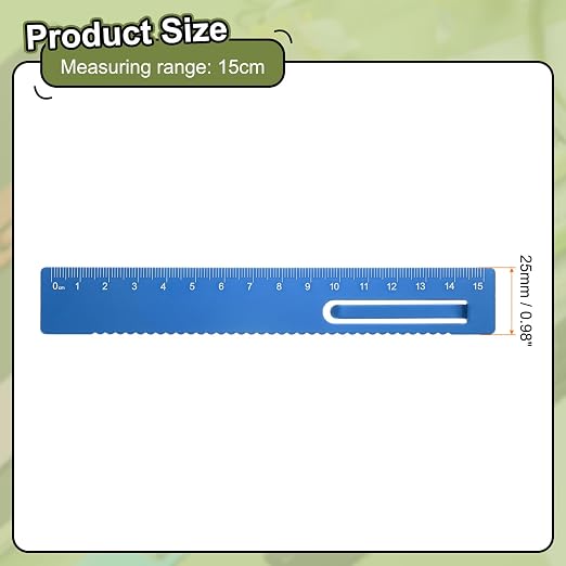 HARFINGTON Straight Ruler 15cm Metric Metal Aluminum Alloy Measuring Bookmark Clip Rulers Scale Tool for Measure Study Reading Classroom Office, Blue