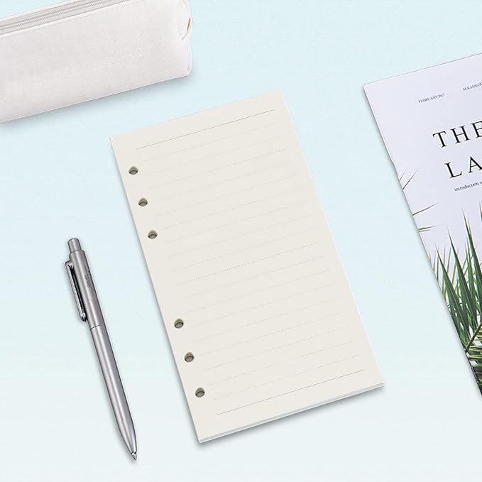 A6 Refill Paper, [3 Pack] Toplive 100GSM Thick Refillable Paper 6 Hole Filler Inserts Loose Leaf Paper 135 Sheets (270 Pages) for 6 Ring Binder Journal Notebook-Lined Paper