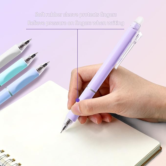 Stocking Stuffers 10Pcs Cute Erasable Gel Pens Retractable Erasable Pens 0.5mm Black Ink Smooth Writing Pen Aesthetic Pen for Women Men Office School Supplies