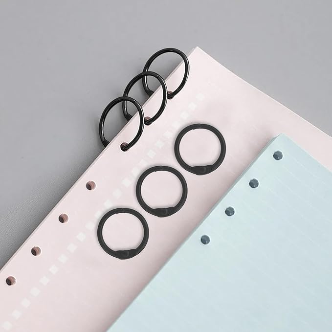 100 Pack 2/3 Inch Binder Rings, Black Book Rings Index Card Ring, Metal Ring Binder Clips Key Rings Paper Rings for Office, School, Home (Black, 15mm)