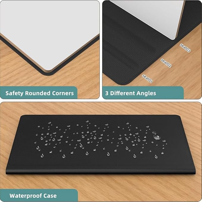 Portable Small White Board,Reusable Dry Erase Board with Stand,Desktop Whiteboard for Meeting Bussiness Black