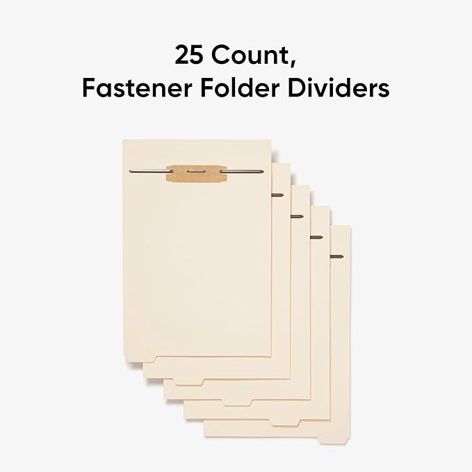Smead Stackable Folder Divider with Fastener, Bottom 1/5-Cut Tab, Letter Size, Manila, 25 per Box (35599)