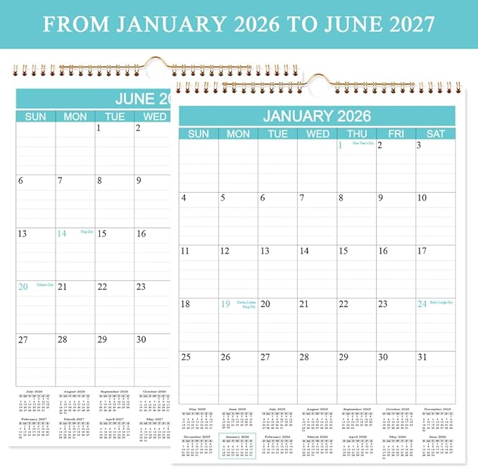 Calendar 2026-2027 - Wall Calendar Runs from Jan 2026 to Jun 2027-18 Monthly Calendar with Thick Paper for Planning and Organizing for Home or Office, Calender Planner, 8.5 x 11 In 2026 27 Calendars