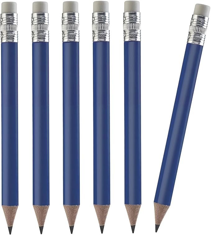 TH Golf Wood-Cased #2 Mini Pencils With Eraser, Pre-sharpened, HB Lead Bulk Box, 200 Count (Navy Blue)
