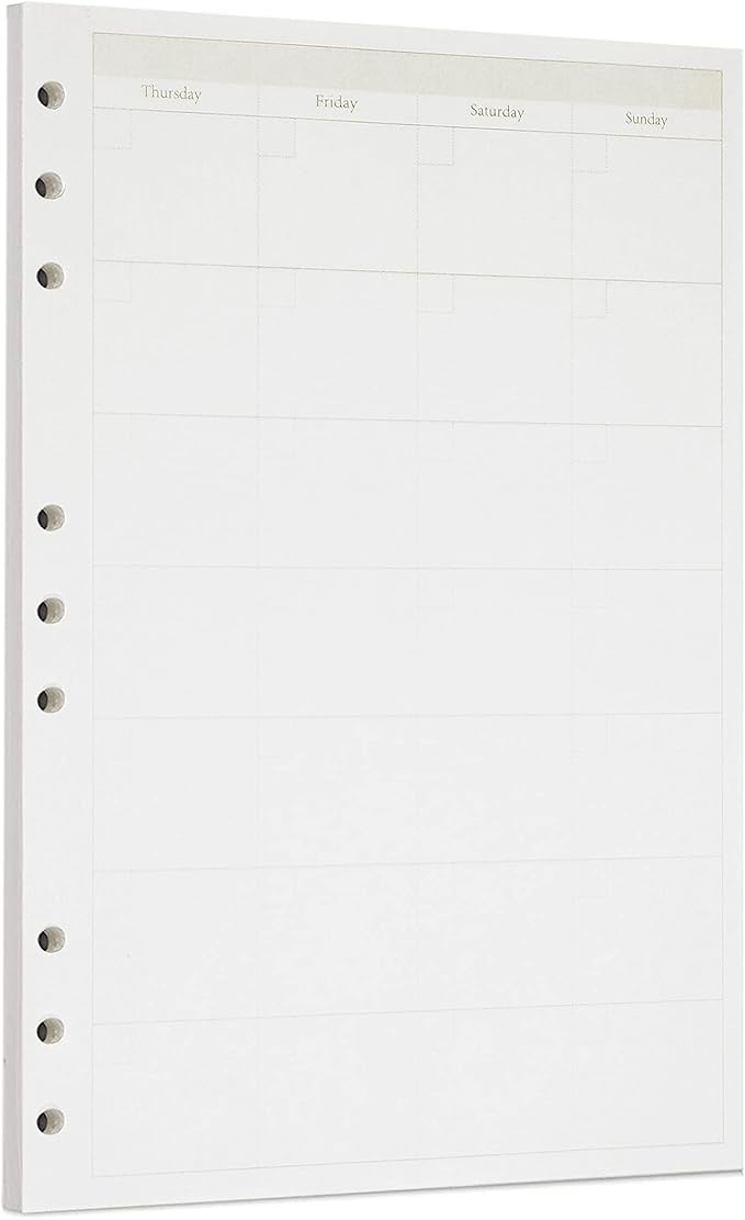 Zelten 1 Pack B5 45 Sheets/90 Pages Monthly Planner Loose Leaf Punched Paper Refills Paper for 9 Hole Binder Personal Organizer Diary Notebook Refillable Planner