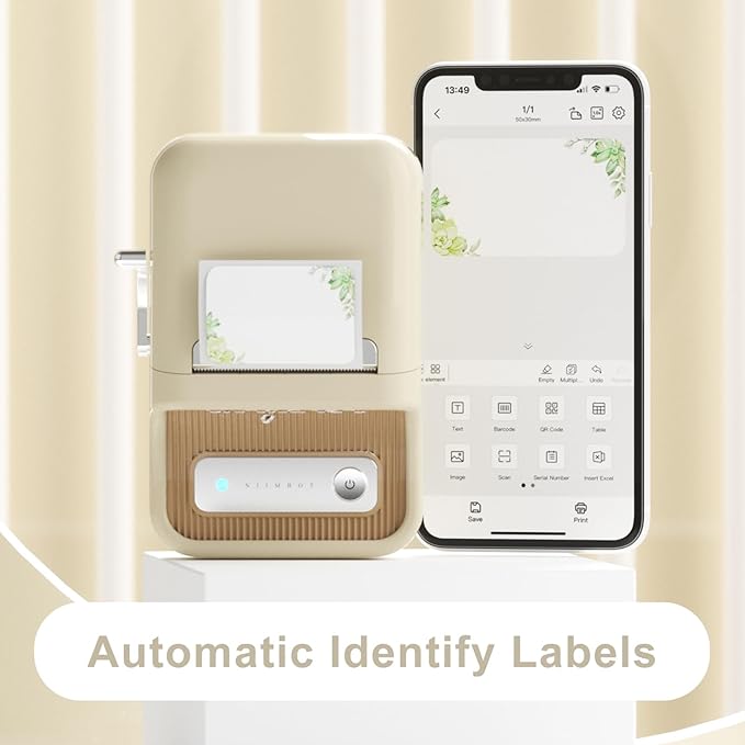 NIIMBOT B21 Bluetooth Label Maker (White) with 1 Roll Clear Label Tape 50×80mm-95Labels/Roll