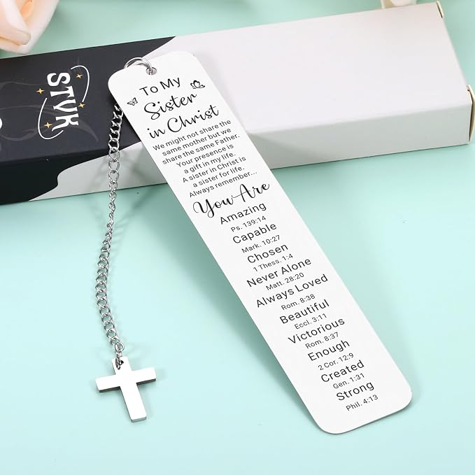 Secret Sister Gifts for Women Christian, Sister in Christ Gifts for Women, Religious Christian Bookmark with Bible Verse, Inspirational Book Marks for Reading, Christmas Birthday Gift for Friend Girls