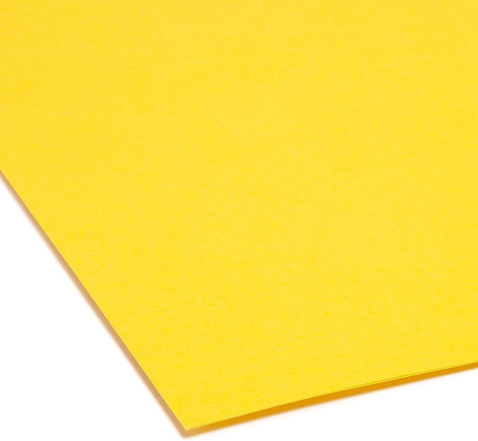 Smead File Folder, Reinforced Straight-Cut Tab, Letter Size, Yellow, 100 per Box (12910)
