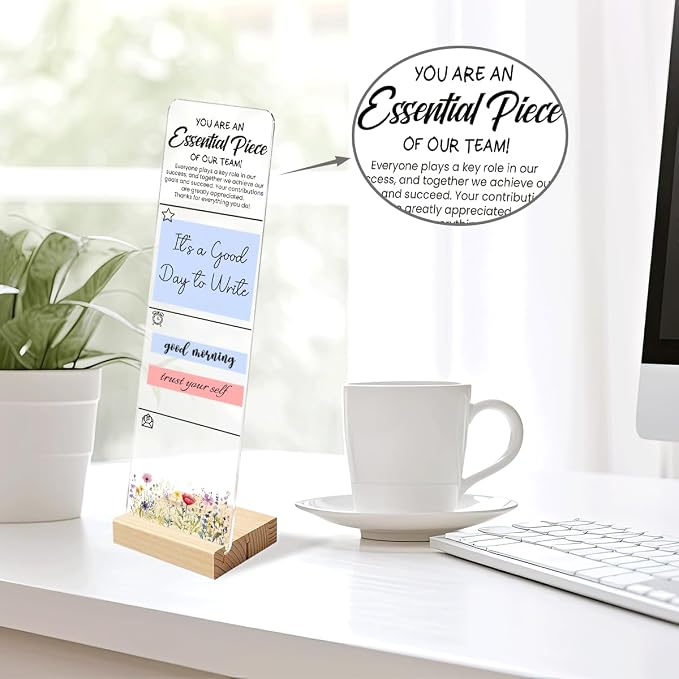 Sticky Note Holder Acrylic Monitor Memo Board Desk Organizers and Accessories Desk Decor Post It Note Holder with 200Pcs Sticky Notes Team Appreciation Employee Thank You Desk Sign