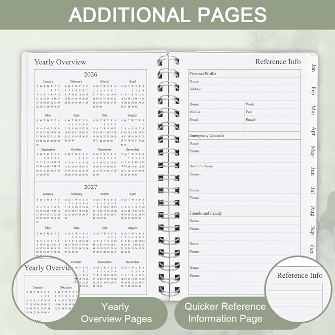 2026 Pocket Planner/Calendar - January 2026 - December 2026, A6 Weekly & Monthly Organizer Notebook & Journal to Track Goals, Easy to Organize Your Daily Life, 3.75" x 6.75", Green