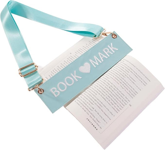 Detachable Strap Bookmark, Embroidered Leather Bookmarks for Women, Unique Cool Funny Bookmarks Carrier for Women, Readers, Book Lovers (Blue)