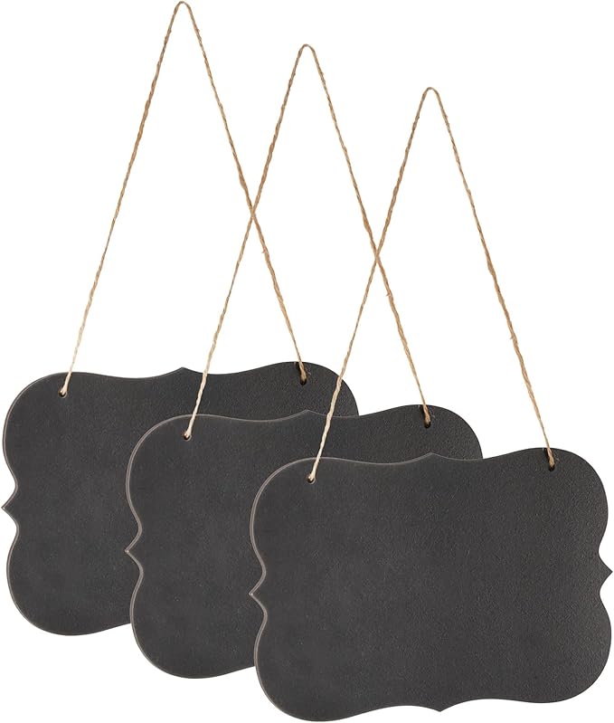 uxcell 3Pcs Hanging Chalkboard Signs, 7.1 x 4.7 Inch Wood Double Sided Small Chalk Board Erasable Message Blackboard for Cafe Home Office Special Event Decoration