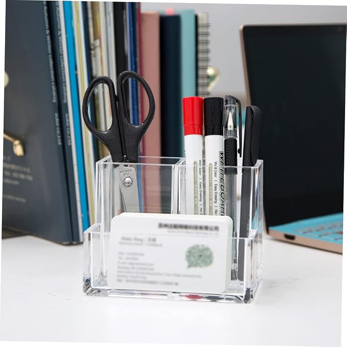 DOITOOL 1pc Creative Transparent Acrylic Desktop Organizer for Office Supplies Makeup and Sundries Versatile Storage Case for Pens Markers Jewelry and More