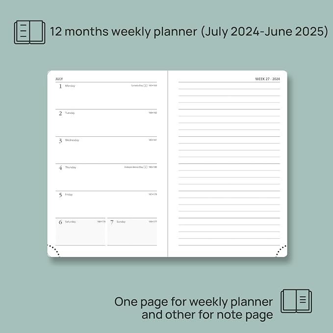 POPRUN Planner 2024-2025 Pocket Size (4'' x 6.25'') Mini Academic Calendar for Purse (July 2024 - June 2025) Weekly & Monthly Organizer for time Management, Leather Cover, Inner Pocket - Pink