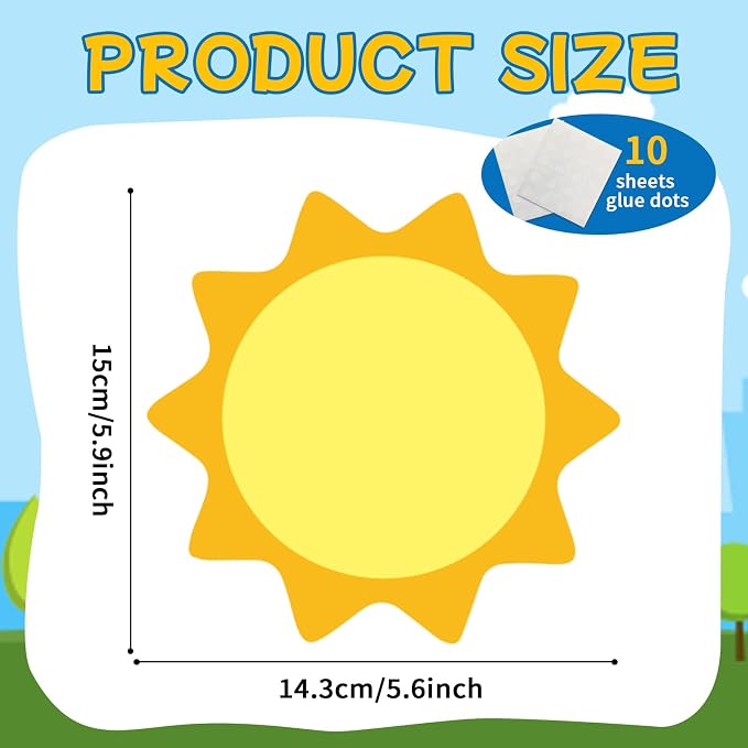 80Pcs Summer Sun Bulletin Board Decorations,Summer Sun Theme Sunshine Cut-Outs Classroom Decor for Boy Girl DIY Craft Photo Wall Door Summer Kindergarten Preschool Decor