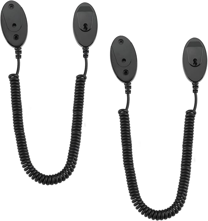 Magnetic Remote Leash Control Holder with Security Cable, Retractable Tidy Anti-lost Rope Organizer Easy Installation Stable Suitable for Projector TV Fan and Air Conditioner Remotes (2Pcs Black, L)