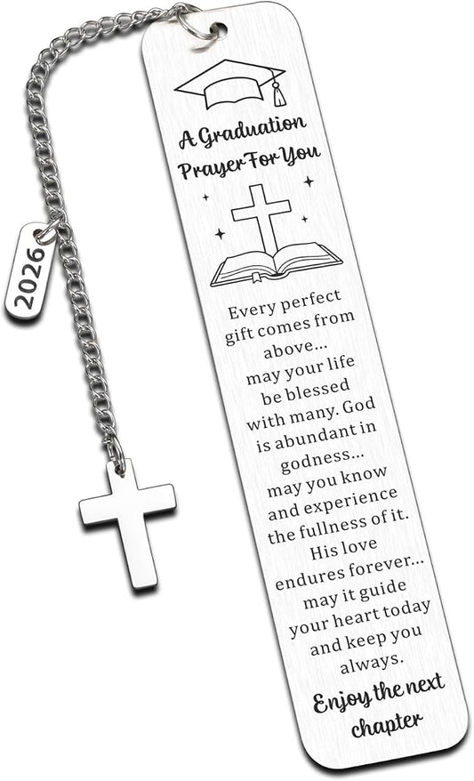 Christian Graduation Prayer Bookmark, Religious Graduation Gift for Him Her Women Men, Inspirational Bible Verse Bookmarks with Blessing, Class of 2026 Gifts for Senior High School College Graduates