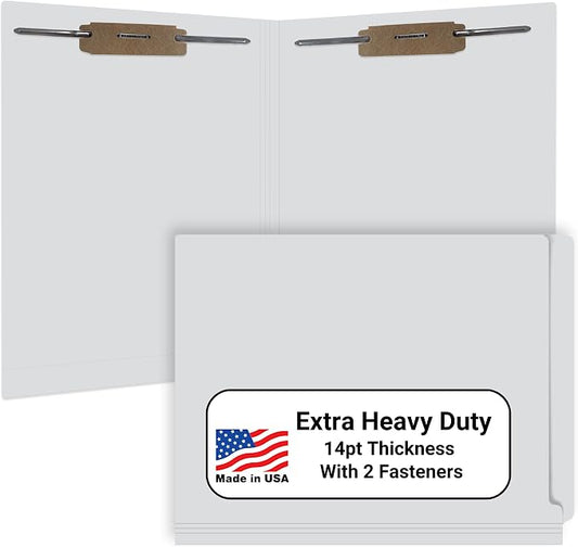 Gray File Folders, Doctor Stuff, Letter Size Reinforced End Tab Folder with 2" Bonded Fastener on Inside Front and Back, 14 pt Stock, Carton of 250