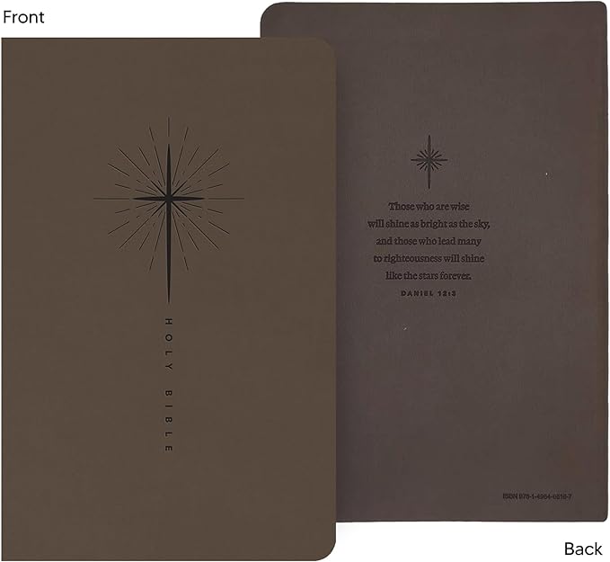 Personalized NLT Trutone Bible New Living Translation Faux Leather Holy Bible with Custom Name and Text, Red-Highlighted Verses and Star Cross Design | Custom Gift for Religious Celebrations | Taupe