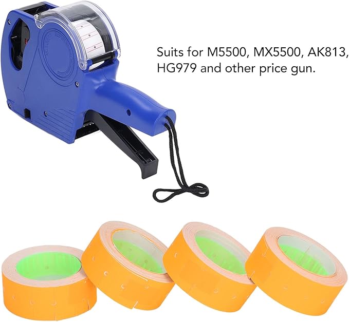 Tyenaza Pricing Labels, 15000 Pieces, Orange, Compatible with M5500, MX5500, AK813, HG979, 21x12mm, Strong Adhesive, Visible, Marking Coding Price Gun Labels