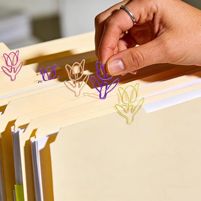 ELANE 36 pcs Paper Clips Bookmarks Dispenser Bookmark Memo Clip for School Teacher Office Supply Student Stationery. (Colorfull-Tulip)