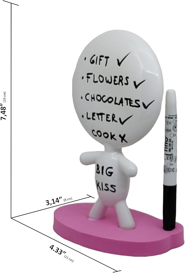 Dry Erase Board - TITTO Original, Draw Your Ideas - Spring Break Gifts - Ceramic Doll - Easter Deco Gifts - for Any Desk - Pink Work Home Office (Pink)